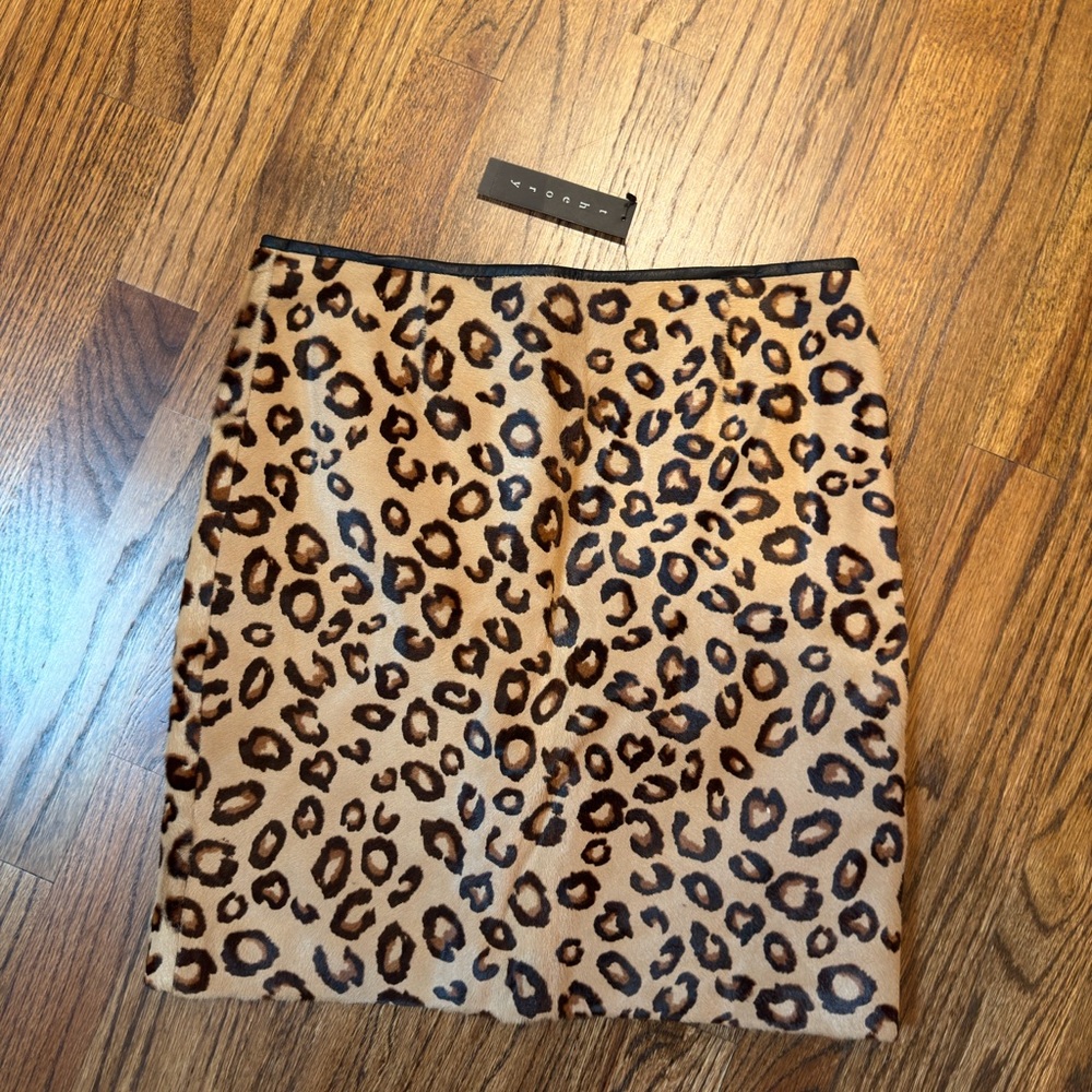 Theory Tan Leopard Print Mini Skirt
